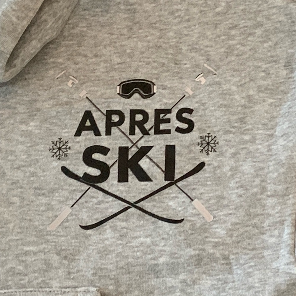 “Après Ski” Cropped Grey Hoodie Size S - Picture 2 of 4